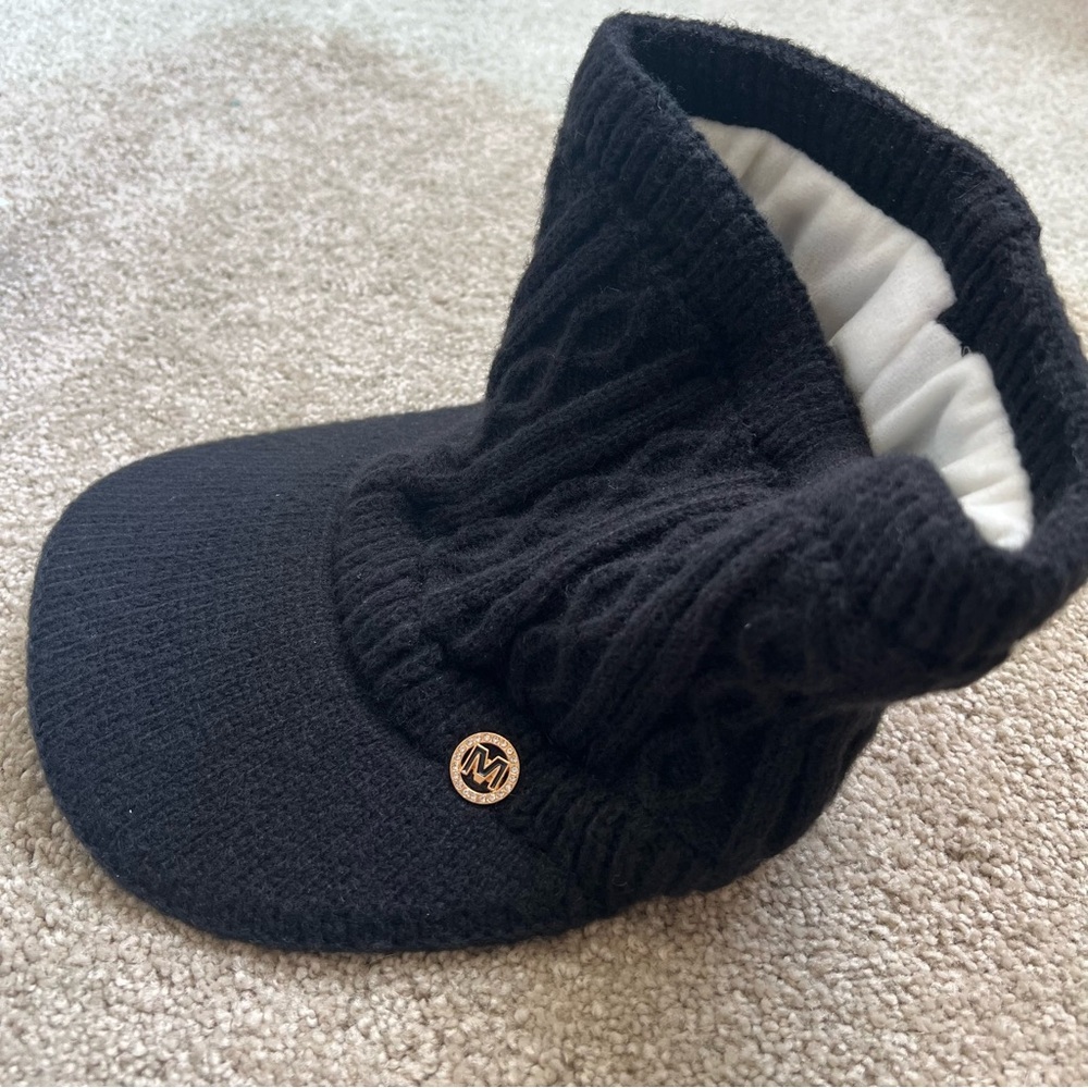 New Wool Knitted Black Visor Cap Ponytail Béisbol Hat Winter Snow Ski Holiday - Picture 3 of 3